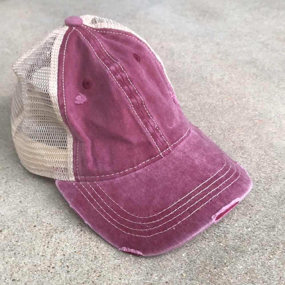 C.C. Distressed Ponytail Hat